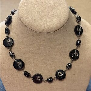 Choker style handmade Black and Silver Necklace